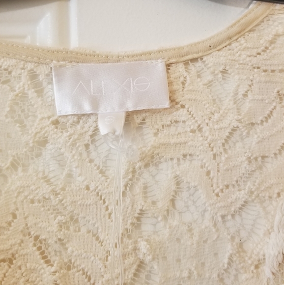 Alexis Dahl Cream Lace Boho Sheer Coverup Dress Tunic Size Small - Picture 8 of 11